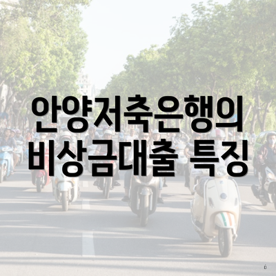 안양저축은행의 비상금대출 특징