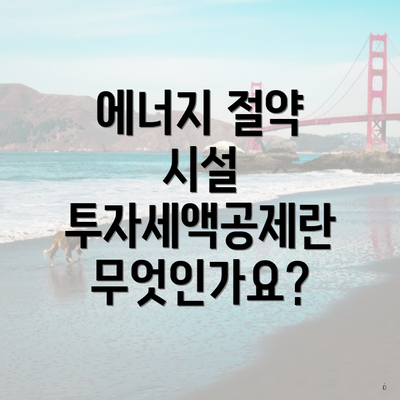 에너지 절약 시설 투자세액공제란 무엇인가요?