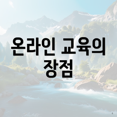 온라인 교육의 장점