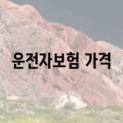 운전자보험 가격