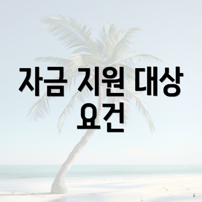 자금 지원 대상 요건