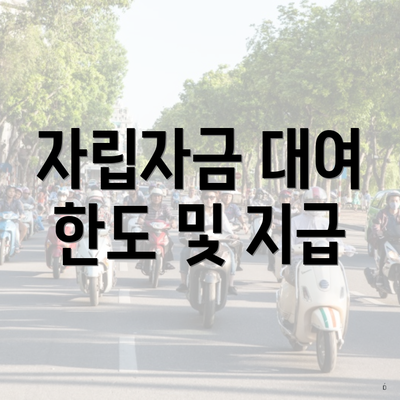 자립자금 대여 한도 및 지급