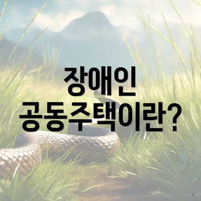 장애인 공동주택이란?