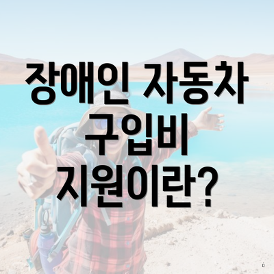 장애인 자동차 구입비 지원이란?