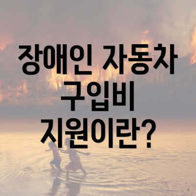 장애인 자동차 구입비 지원이란?