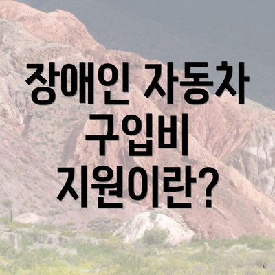 장애인 자동차 구입비 지원이란?