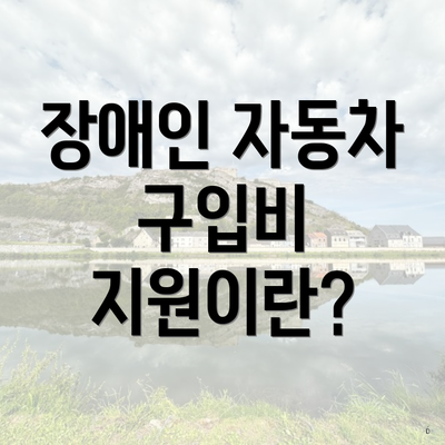 장애인 자동차 구입비 지원이란?