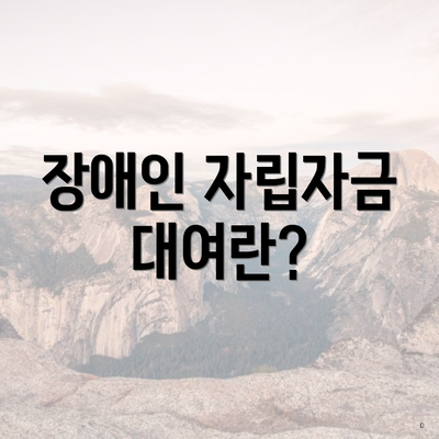 장애인 자립자금 대여란?
