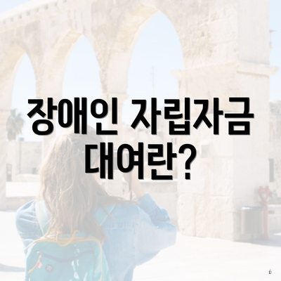 장애인 자립자금 대여란?