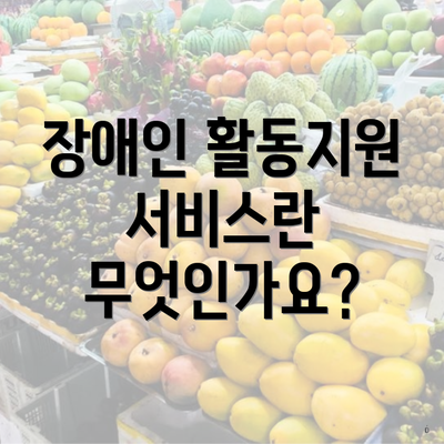 장애인 활동지원 서비스란 무엇인가요?