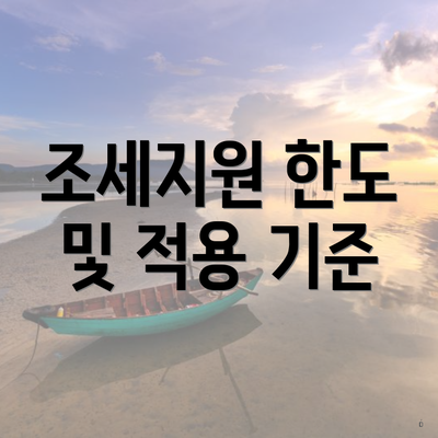 조세지원 한도 및 적용 기준