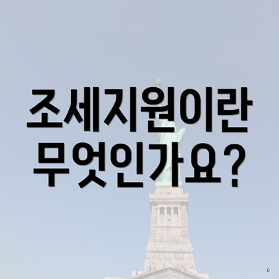 조세지원이란 무엇인가요?