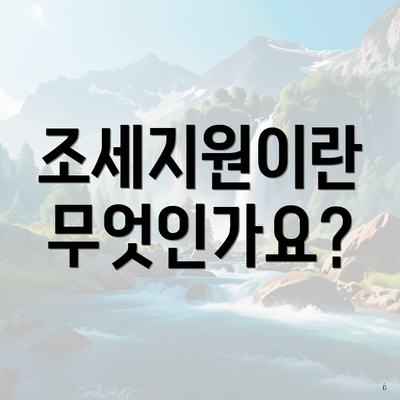 조세지원이란 무엇인가요?