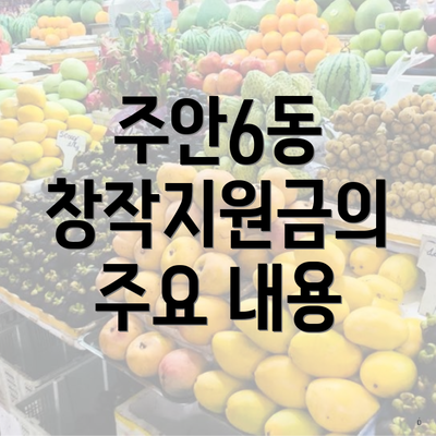 주안6동 창작지원금의 주요 내용