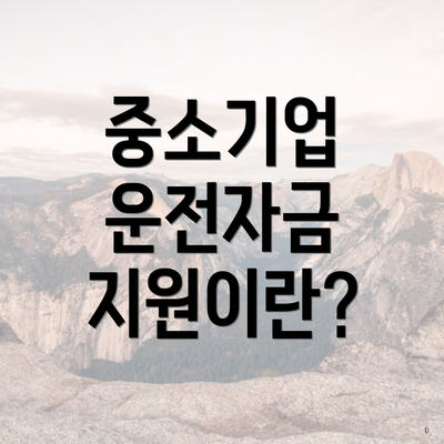 중소기업 운전자금 지원이란?