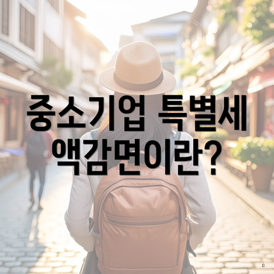 중소기업 특별세액감면이란?