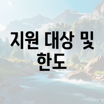 지원 대상 및 한도