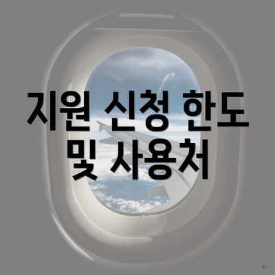지원 신청 한도 및 사용처