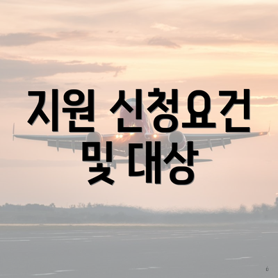 지원 신청요건 및 대상
