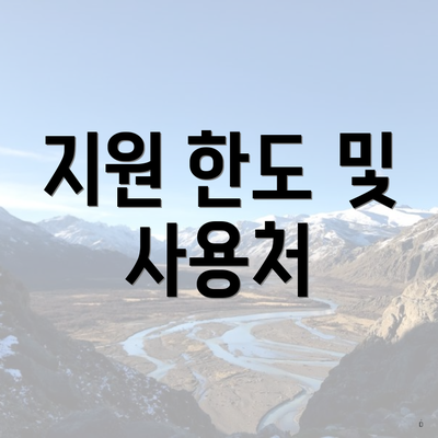 지원 한도 및 사용처