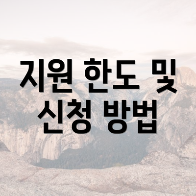 지원 한도 및 신청 방법