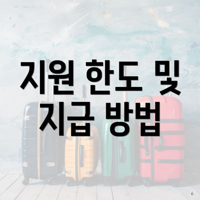 지원 한도 및 지급 방법