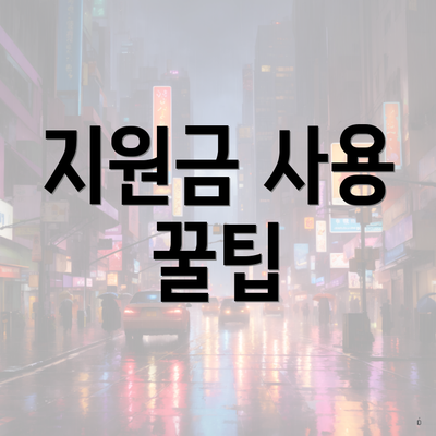 지원금 사용 꿀팁