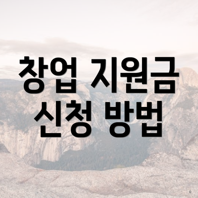 창업 지원금 신청 방법