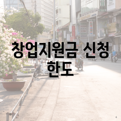 창업지원금 신청 한도