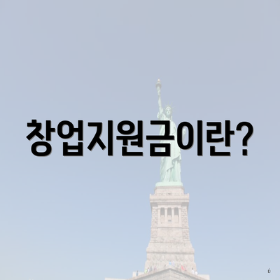 창업지원금이란?