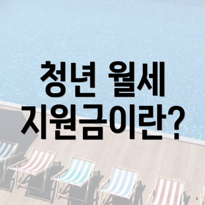 청년 월세 지원금이란?