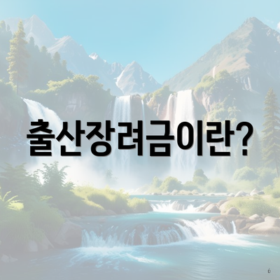 출산장려금이란?