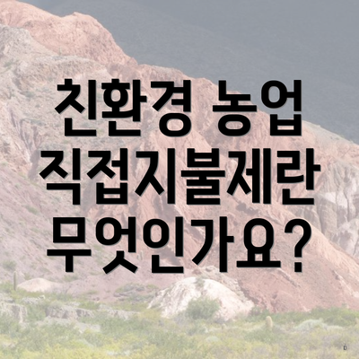 친환경 농업 직접지불제란 무엇인가요?