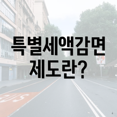 특별세액감면 제도란?