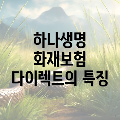 하나생명 화재보험 다이렉트의 특징